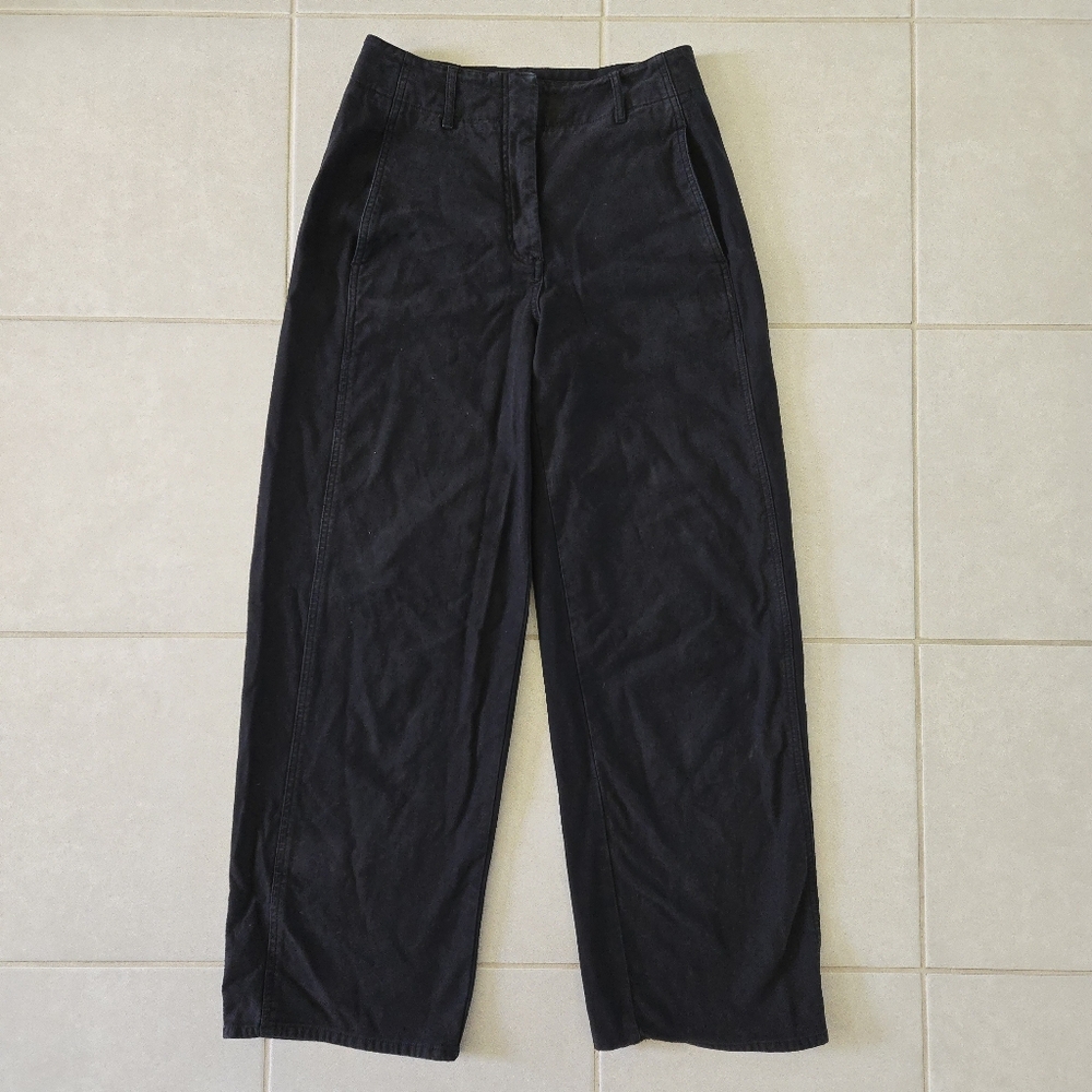 Wilfred Free Aritzia Womens Pants Size 6 Black Wide Leg High Waist Pockets